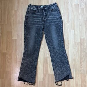 And Now This Black Gray Acid Wash Denim Jeans with Frayed Raw Hem Size 29 EUC